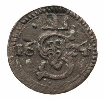 trzeciak 1624, Łobżenica, rzadka odmiana z pełną datą po bokach monogramu królewskiego, H-Cz. 1497 R2
