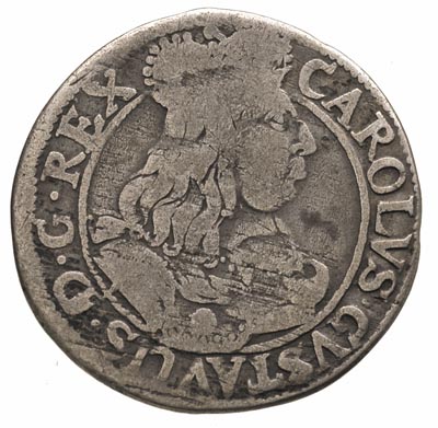 ort 1657, Elbląg, okupacja szwedzka -popiersie Karola Gustawa, odmiana z literami N-H, Pfau 471, Ahlström 56 a, patyna