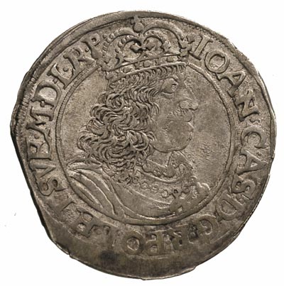 ort 1660, Toruń, T. 3, moneta wybita z krawędzi blachy, patyna