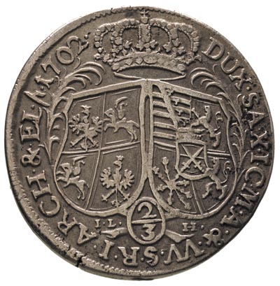 2/3 talara (gulden) 1702, Drezno, Merseb. 1438, 