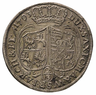 2/3 talara (gulden) 1703, Drezno, Merseb. 1438, Dav. 819, patyna