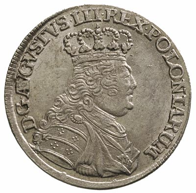 ort 1754, Lipsk, odmiana z małą głową króla, Merseb. 1779, ładnie zachowany