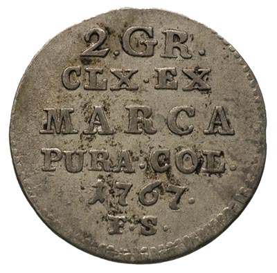 2 grosze srebrne (półzłotek) 1767, Warszawa, Plage 246, patyna