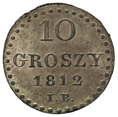 10 groszy 1812, Warszawa, Plage 102, piękny okazowy egzemplarz z kolekcji W. Brandt’a
