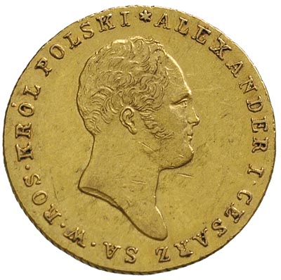 25 złotych 1818, Warszawa, złoto 4,89 g Plage 12, Bitkin 813, R, Fr. 106, minimalne rysy na awersie, patyna