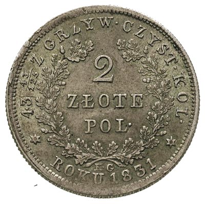 2 złote 1831, Warszawa, Plage 273, justowane ale