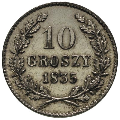 10 groszy 1835, Kraków, Plage 295, bardzo ładne 