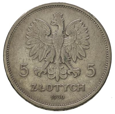 5 złotych 1930, Warszawa, Nike, Parchimowicz 114.c, rzadki rocznik