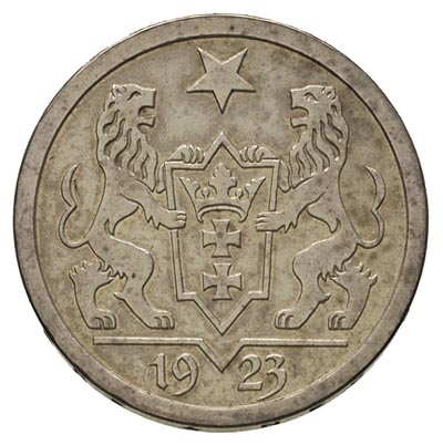 2 guldeny 1923, Utrecht, Koga, Parchimowicz 63.b, moneta wybita stemplem lustrzanym, rzadka, delikatna patyna