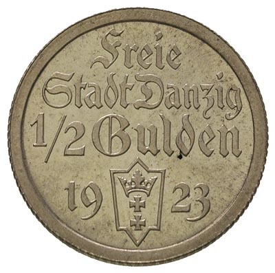 1/2 guldena 1923, Utrecht, Koga, Parchimowicz 59.c, moneta wybita stemplem lustrzanym, delikatna patyna