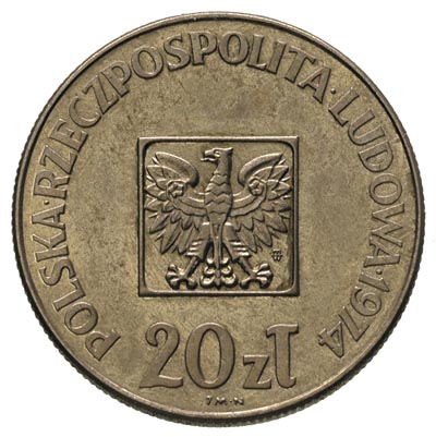 20 złotych 1974, XXX LAT PRL, na rewersie wypukł