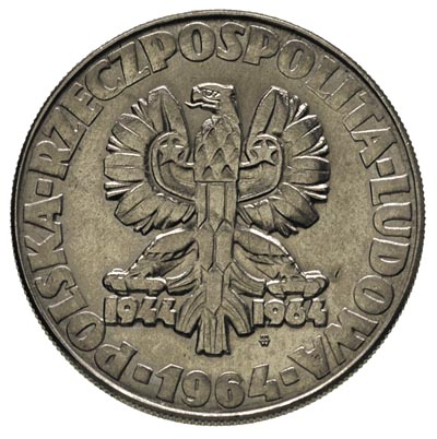 10 złotych 1964, na rewersie wypukły napis PRÓBA