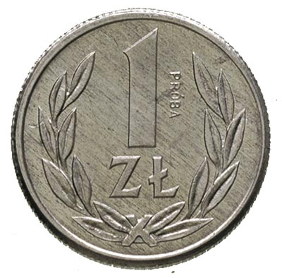 1 złoty 1989, na rewersie wypukły napis PRÓBA, a
