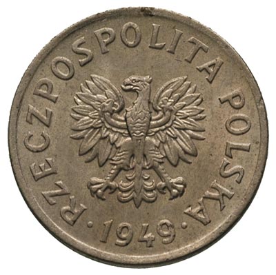 20 groszy 1949, na rewersie wklęsły napis PRÓBA, miedzionikiel 2,93 g, Parchimowicz -