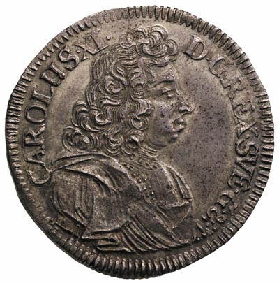 2/3 talara (gulden) 1689, Szczecin, Ahlström 113.c, Dav. 767, ładnie zachowany, patyna