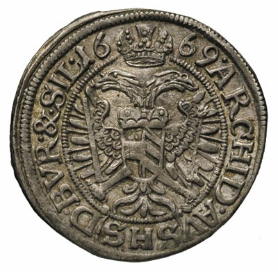 3 krajcary 1669, Wrocław, F.u.S. 465, piękny egzemplarz, patyna