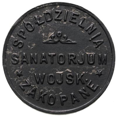 Zakopane, 50 groszy Spółdzielni Sanatorium Wojskowego, cynk, Bartoszewicki 182 R 7a, lakierowane