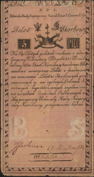 5 złotych 8.06.1794, seria N.D.1, Miłczak A1a2, Lucow 5 (R2)