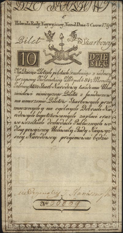 10 złotych 8.06.1794, seria C, Miłczak A2, Lucow 19 (R3)
