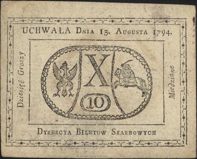10 groszy miedziane 13.08.1794, Miłczak A9a, Lucow 40 (R1), piękne