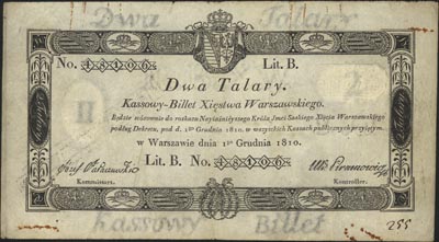 2 talary 1.12.1810, podpis komisarza: Józef Jara