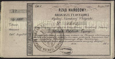 obligacja tymczasowa na 1.000 złotych 186. roku, Moczydłowski S6, Lucow 212 (R3)