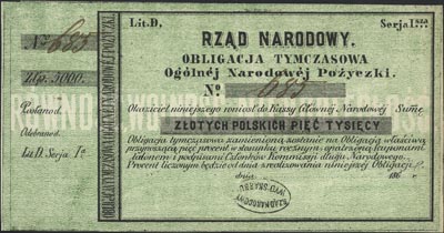 obligacja tymczasowa na 5.000 złotych 186., Moczydłowski S7, Lucow 213 (R4), z numerem serii i pieczęciami