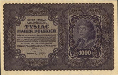1.000 marek polskich 23.08.1919, I seria CT, Miłczak 29b, Lucow 404 (R1), wyśmienite