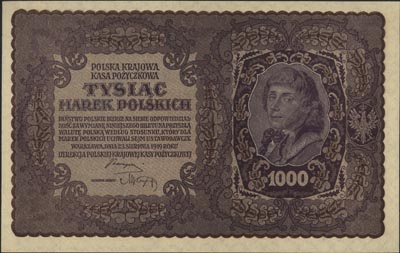1.000 marek polskich 23.08.1919, I seria DO, Miłczak 29b, Lucow 404 (R1) ale nie notuje tej serii, wyśmienite