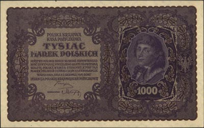 1.000 marek polskich 23.08.1919, II seria F, Miłczak 29c, Lucow 405 (R2) ale nie notuje tej serii, piękny egzemplarz