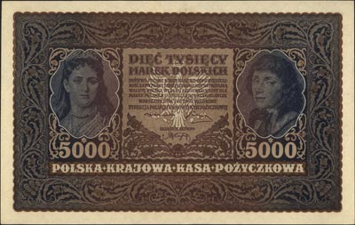 5.000 marek polskich 7.02.1920, III seria AW, Miłczak 31d, Lucow 419 (R2) ale nie notuje tej serii, piękne