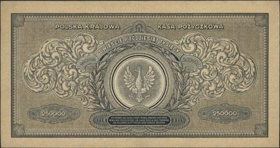 250.000 marek polskich 25.04.1923, seria B, Miłczak 34a, Lucow 429 (R4), bardzo rzadkie w tak pięknym stanie zachowania
