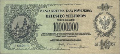 10.000.000 marek polskich 20.11.1923, seria U, Miłczak 39a, Lucow 458 (R5), rzadkie i pięknie zachowane