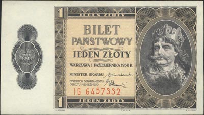 1 złoty 1.10.1938 seria IG, Miłczak 78b, Lucow 7