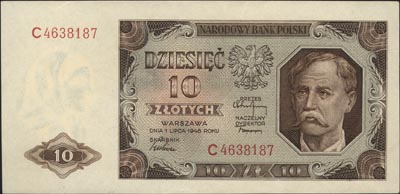 10 złotych 1.07.1948, seria C, Miłczak 136a