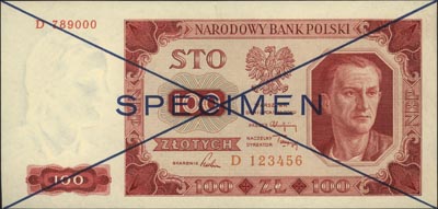 100 złotych 1.07.1948, seria D 123456 / D 789000