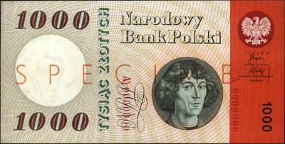 1.000 złotych 29.10.1965, seria A 0000000, SPECI