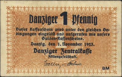 1 fenig 1.11.1923, Miłczak G31, rzadki