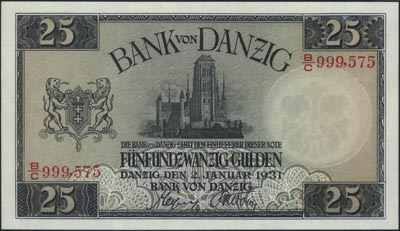 25 guldenów 2.01.1931, seria B/C, Miłczak G49, b