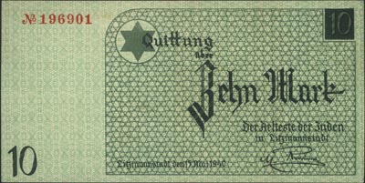 10 marek 15.05.1940, Miłczak Ł5e, papier bez znaku wodnego, druk koloru zielonego