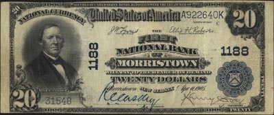 New Jersey, First National Bank of Morristown, 20 dolarów 11.04.1905, seria A-K, Krause-Lemke Ch.no.1188