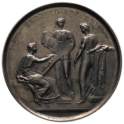 Aleksander I 1801-1825, medal nagrodowy autorstwa Majnerta (awers) i Stuckhart’a (rewers) \Sile Twórczej i Sztuce\" (1819)