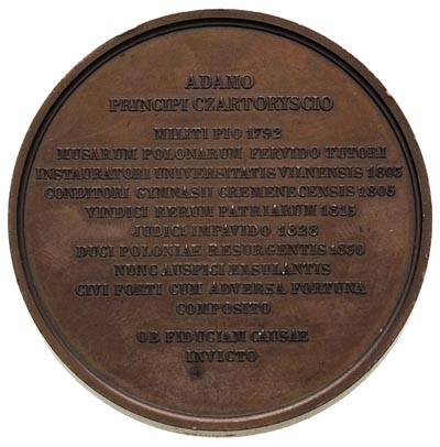 Adam Czartoryski - medal autorstwa Barre’a wybit
