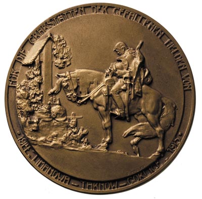 medal jednostronny autorstwa F. Mazury, 1915 r, poświęcony poległym w bitwach na terenie Galicji