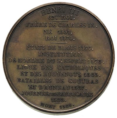 Henryk Walezy, medal autorstwa Caque z pocztu kr