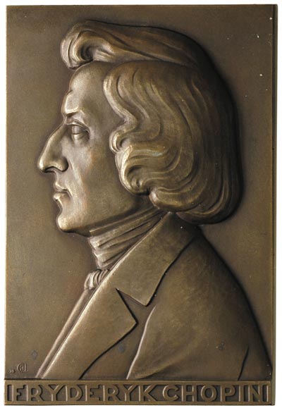 Fryderyk Chopin - plakieta autorstwa J. Aumillera 1927r.
