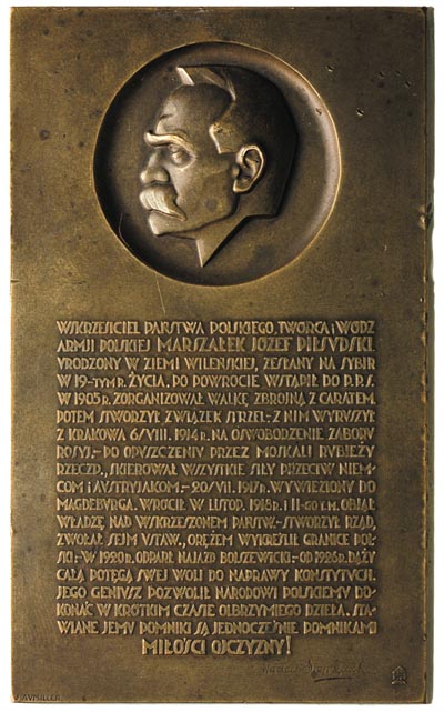 Józef Piłsudski - plakieta autorstwa J. Aumiller
