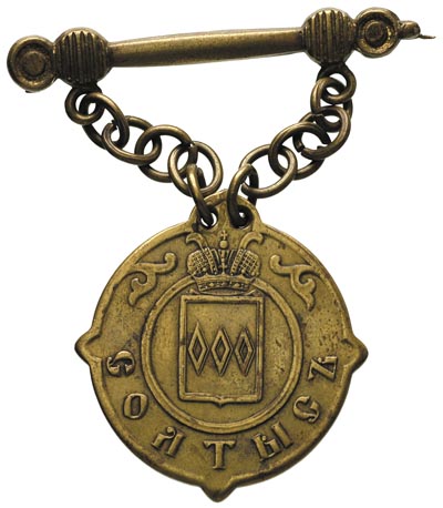 Aleksander II 1855-1881, odznaka sołtysa guberni piotrkowskiej, 19.02.1864, z zawieszką na łańcuszku, mosiądz