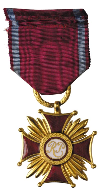 Złoty Krzyż Zasługi, na stronie odwrotnej numer 944, brąz złocony 40 x 40 mm, emalia, wstążka, ładny egzemplarz