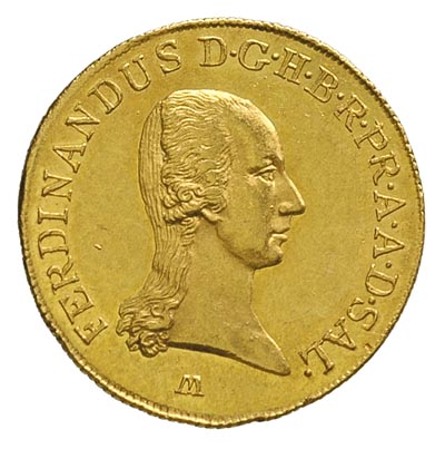 Książę Ferdynand I 1803-1806, dukat 1806, Salzburg, złoto 3.46 g, Probszt 2605, pięknie zachowany, rzadki